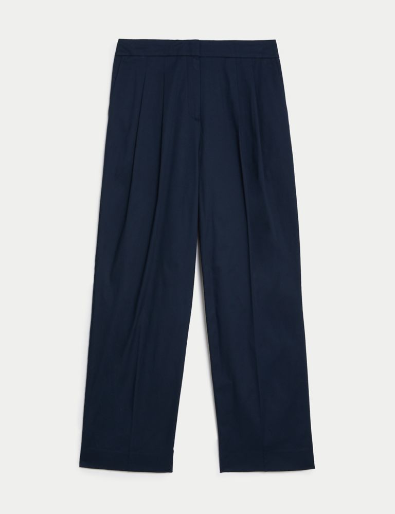Cotton Rich Pleat Front Wide Leg Chinos 3 of 7