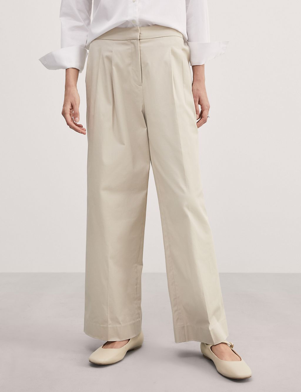 Cotton Rich Pleat Front Wide Leg Chinos 7 of 8
