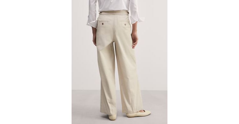 Cotton Rich Pleat Front Wide Leg Chinos 6 of 8