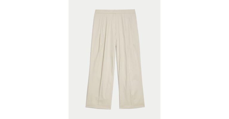 Cotton Rich Pleat Front Wide Leg Chinos 3 of 8