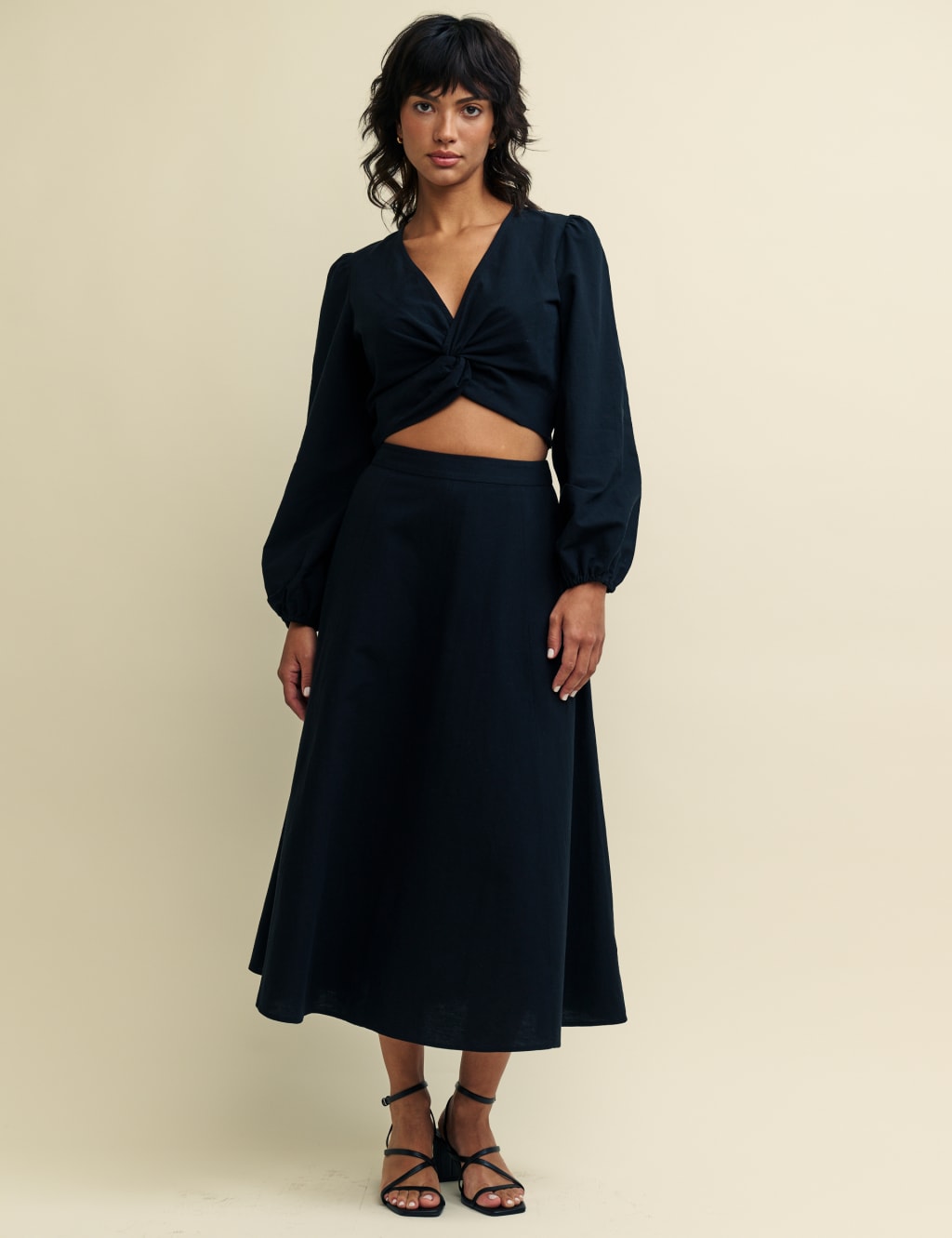 Cotton Rich Pleated Midi Skirt 2 of 5