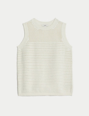 Cotton Rich Pointelle Knitted Vest Image 2 of 6