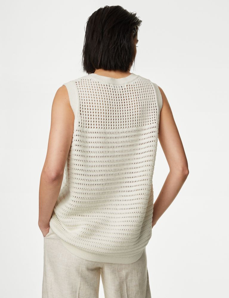 Cotton Rich Pointelle Knitted Vest 5 of 6
