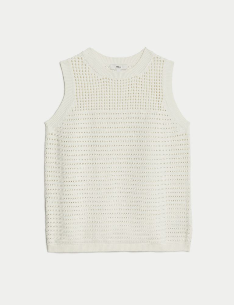 Cotton Rich Pointelle Knitted Vest 2 of 6