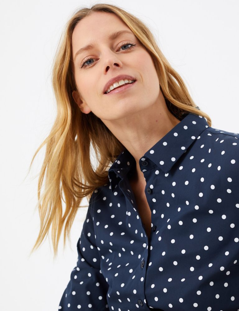 Cotton Rich Polka Dot Fitted Shirt | M&S Collection | M&S