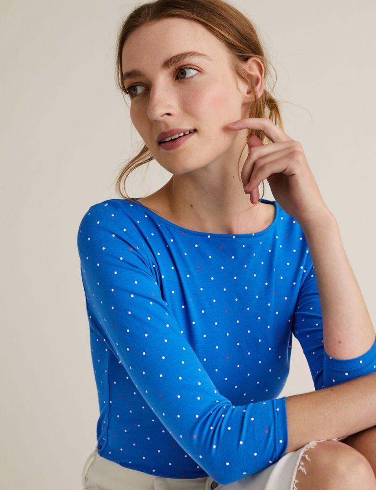Cotton Rich Polka Dot Fitted Top 3 of 4