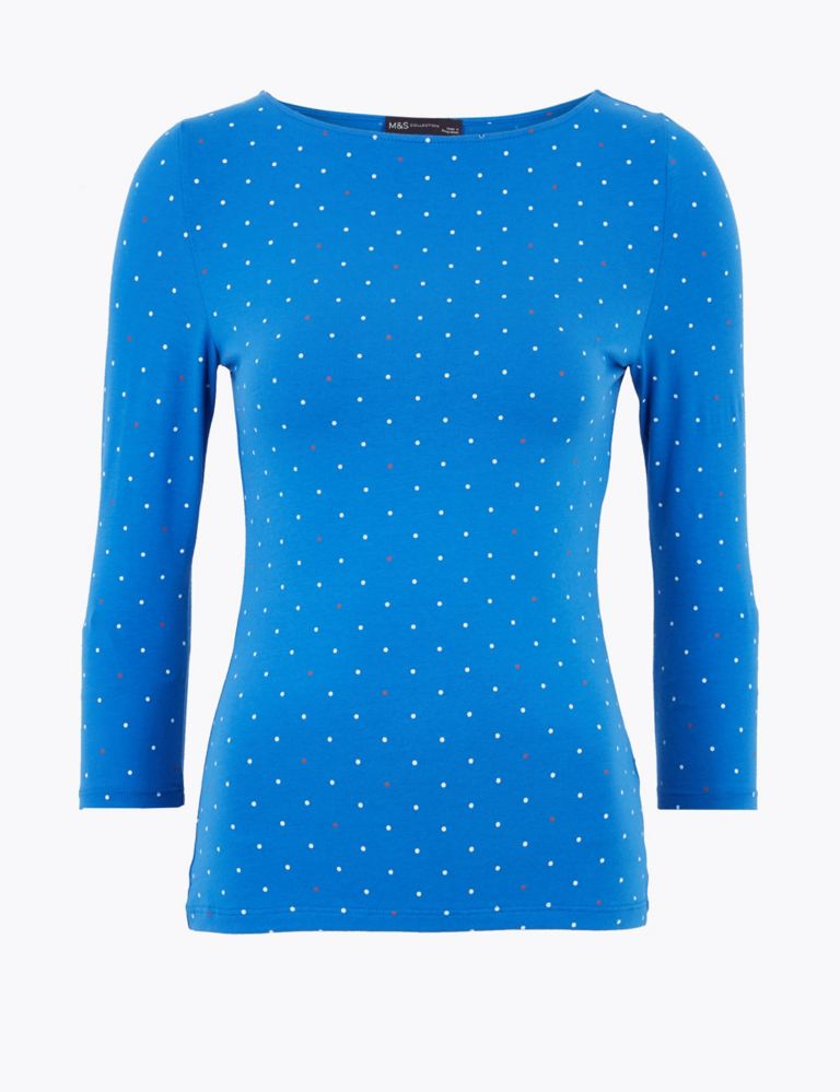 Cotton Rich Polka Dot Fitted Top 2 of 4