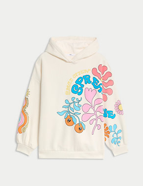 Cotton Rich Print Hoodie (6-16 Yrs) Image 2 of 7
