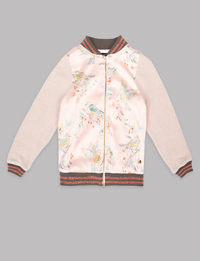 Cotton Rich Printed Bomber Jacket (3-14 Years) Image 2 of 3