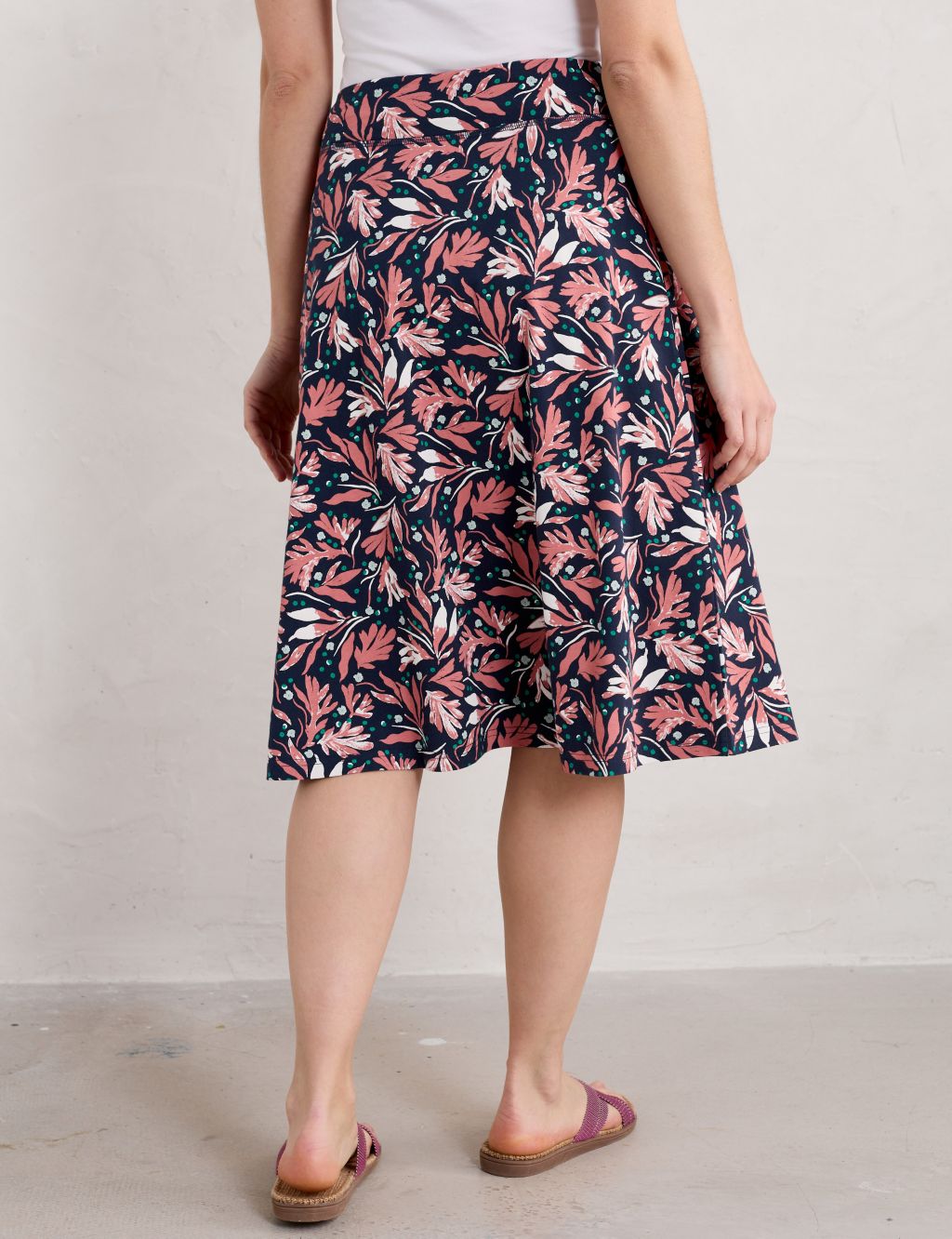 Cotton Rich Printed Knee Length A-Line Skirt 4 of 5