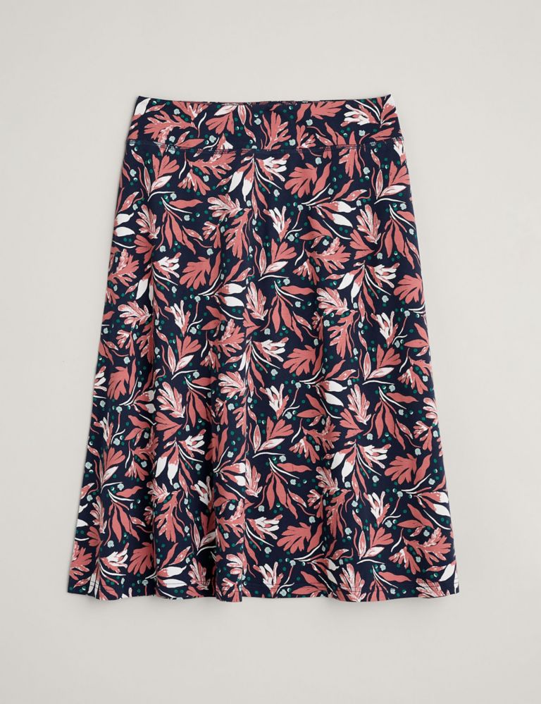 Cotton Rich Printed Knee Length A-Line Skirt 2 of 5