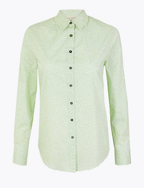 Cotton Rich Printed Long Sleeve Shirt Image 2 of 4