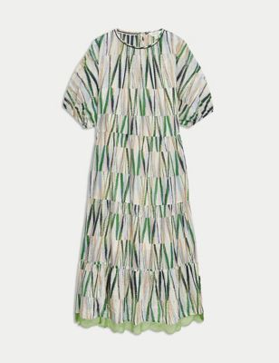 Cotton Rich Printed Midaxi Tiered Dress Image 2 of 7
