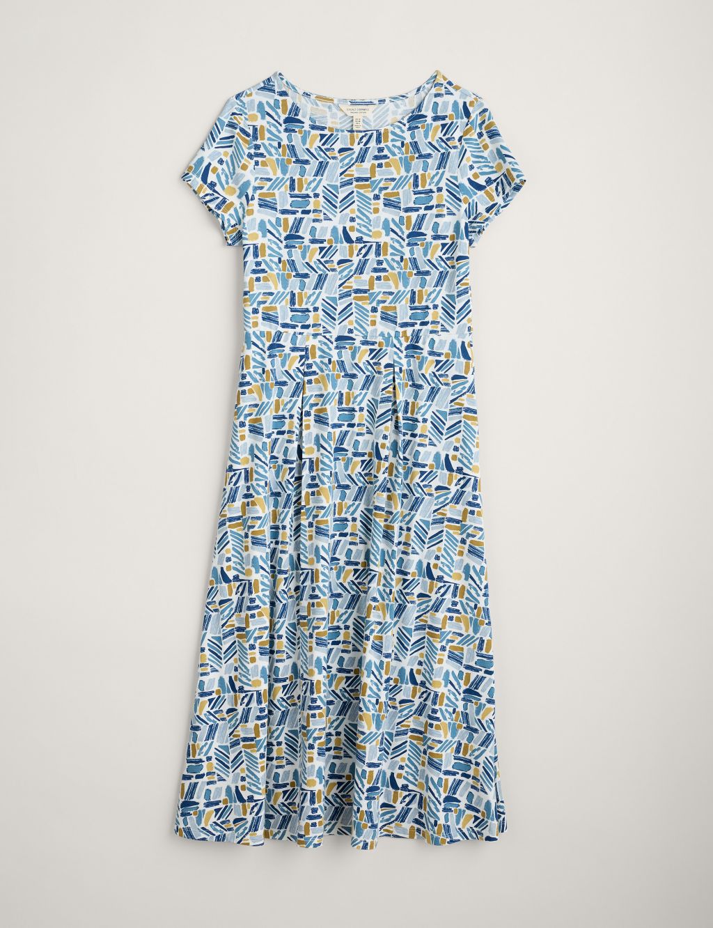 Cotton Rich Printed Midi Waisted Dress 1 of 5
