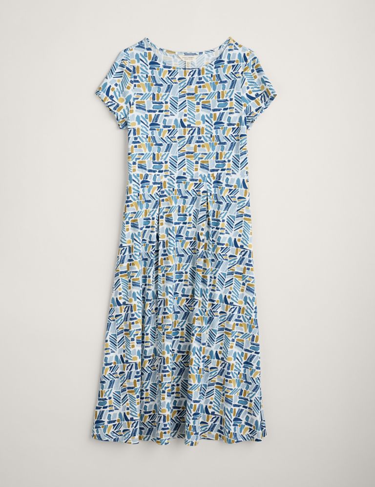 Cotton Rich Printed Midi Waisted Dress 2 of 5