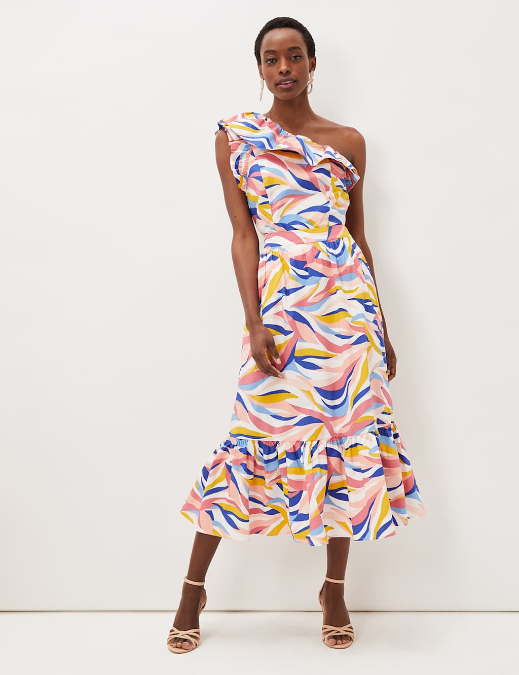 Cotton Rich Printed One Shoulder Blouse 3 of 5