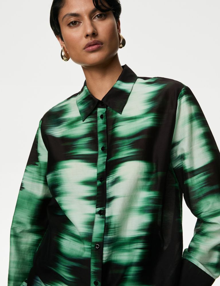 Cotton Rich Printed Shirt with Silk 5 of 6