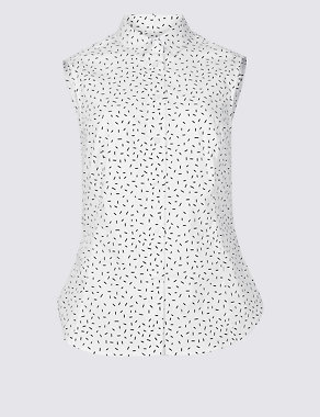 Cotton Rich Printed Sleeveless Shirt Image 2 of 4