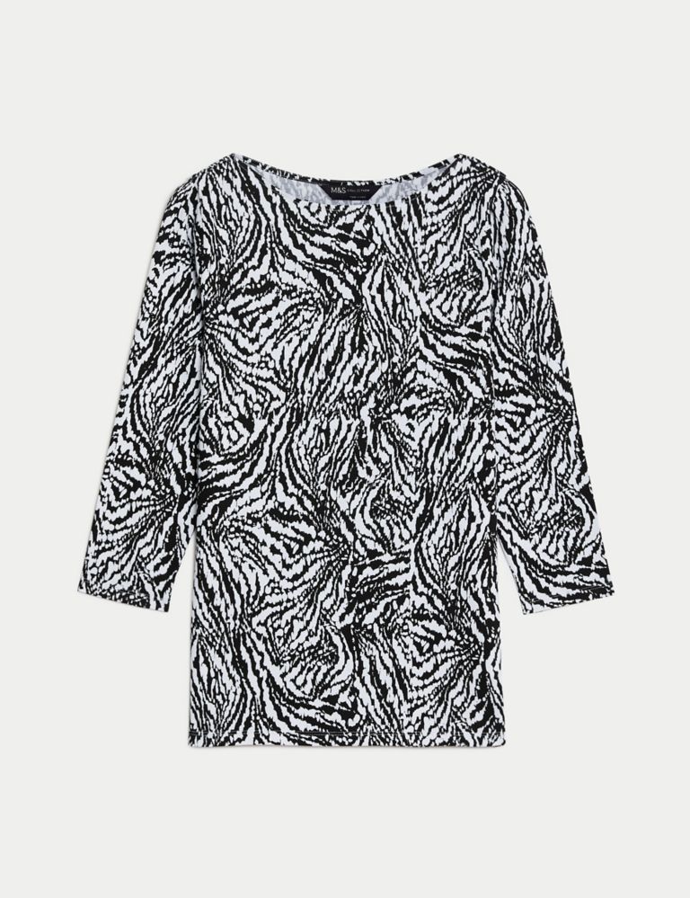 Cotton Rich Printed Slim Fit Top | M&S Collection | M&S