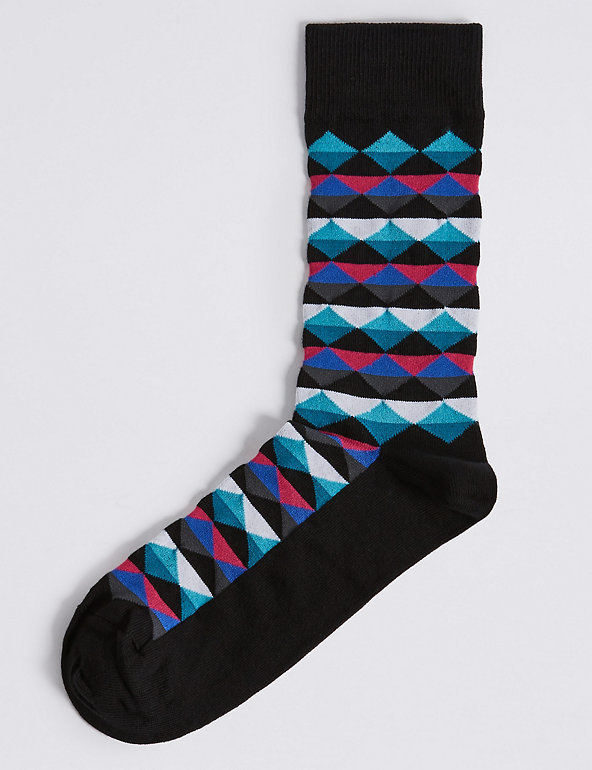 Cotton Rich Printed Socks Image 1 of 1