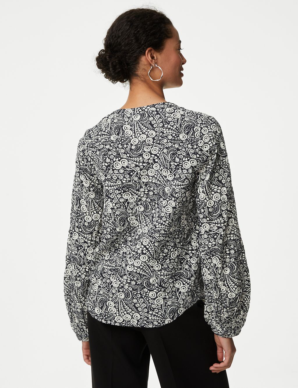 Cotton Rich Printed Textured Blouse 5 of 5