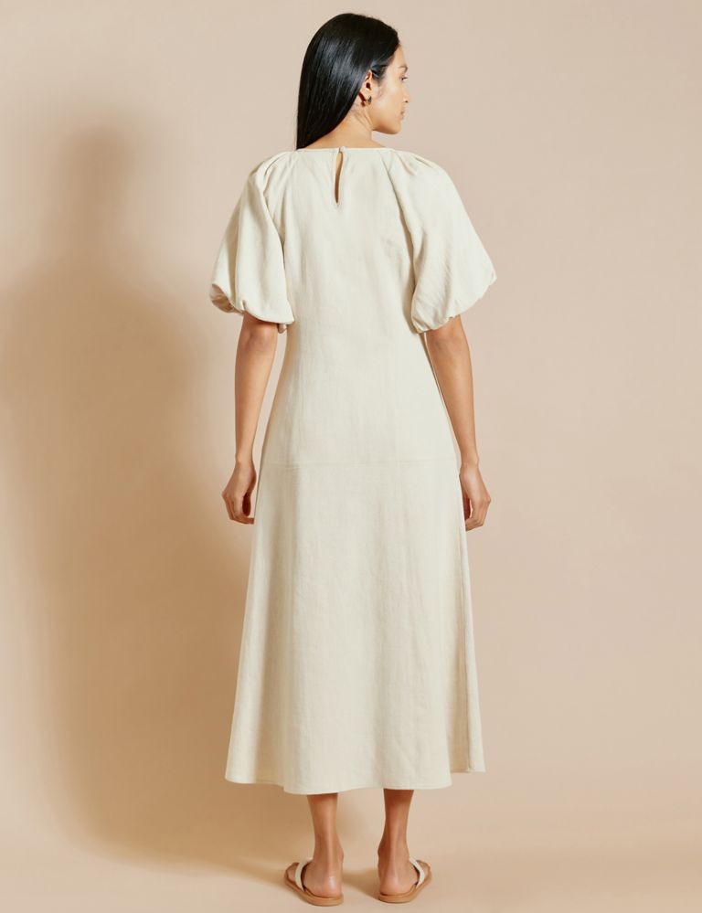 Cotton Rich Puff Sleeve Midaxi Smock Dress 3 of 5