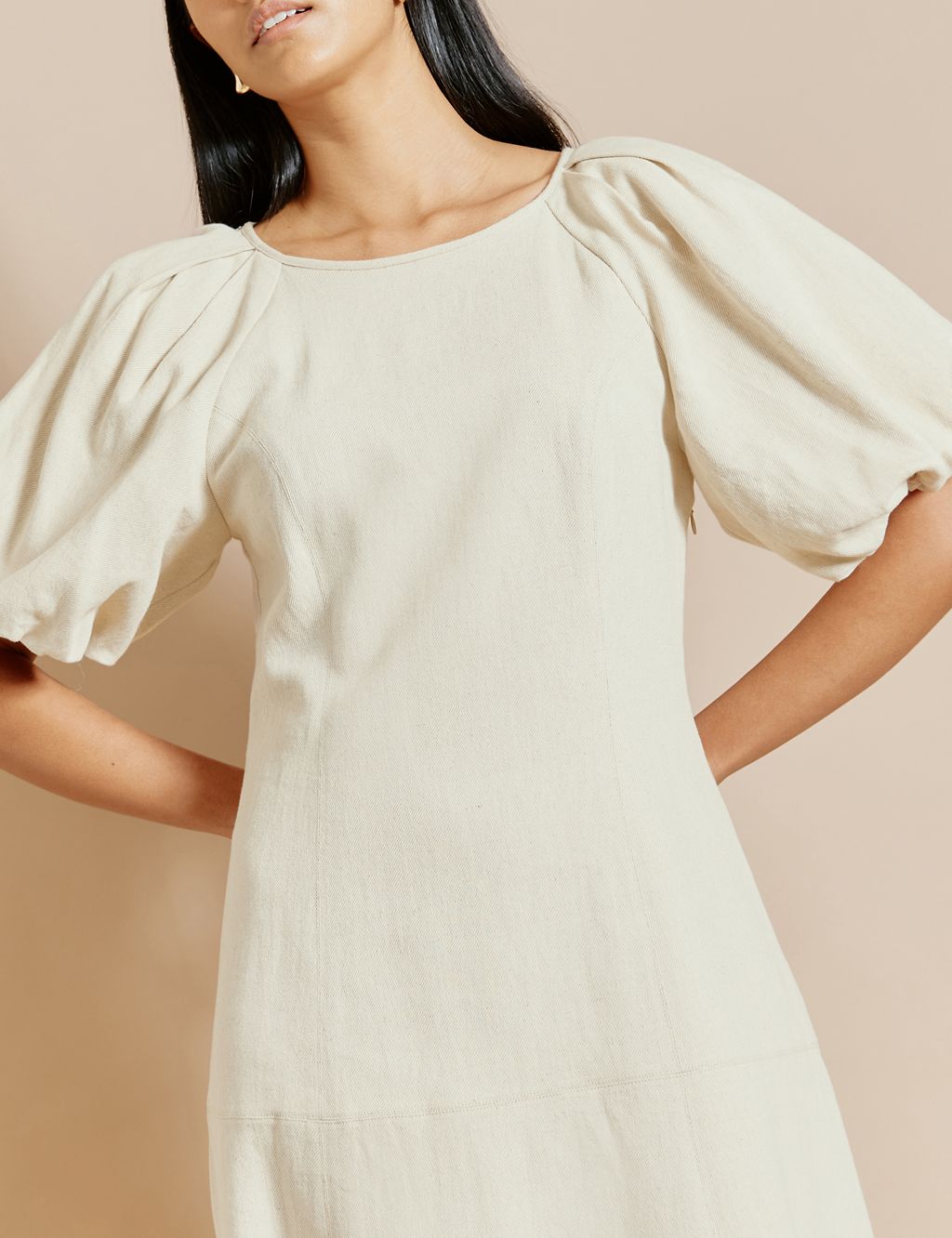 Cotton Rich Puff Sleeve Midaxi Smock Dress 4 of 5