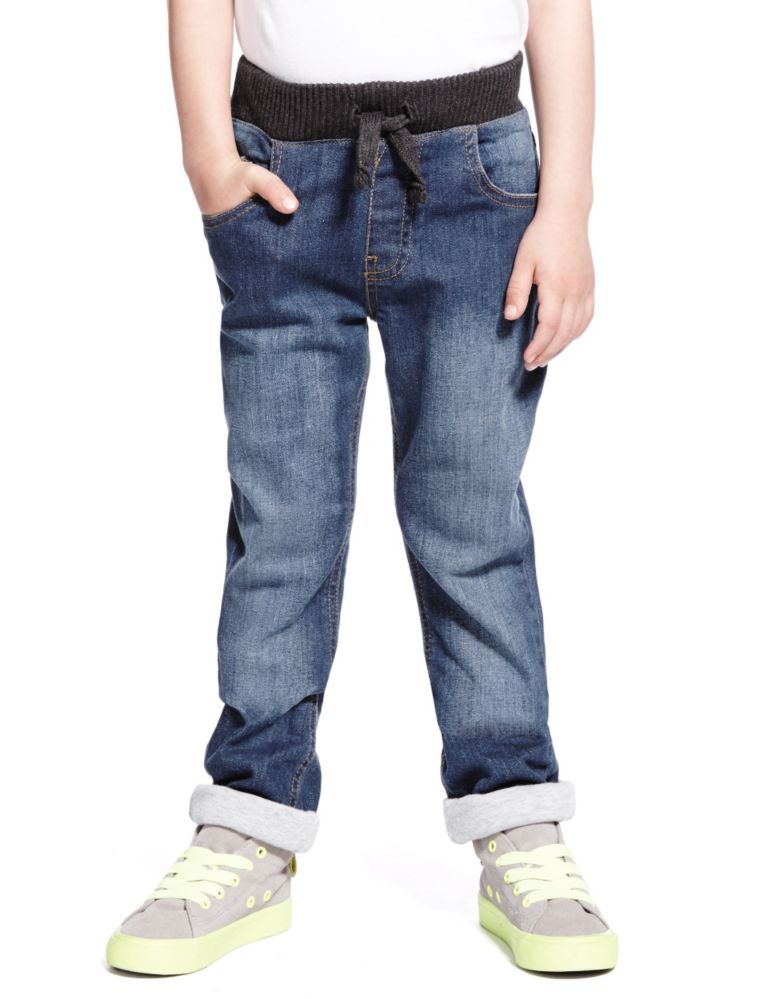 Cotton Rich Pull On Denim Jeans (1-7 Years) 1 of 3