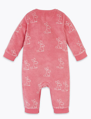 Cotton Rich Rabbit Print All in One (0-12 Mths) Image 2 of 4