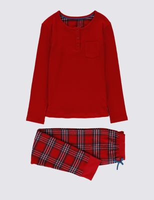 Cotton Rich Red Checked Pyjamas (6-16 Years) Image 2 of 4