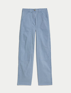 Cotton Rich Relaxed Straight Trousers Image 2 of 5