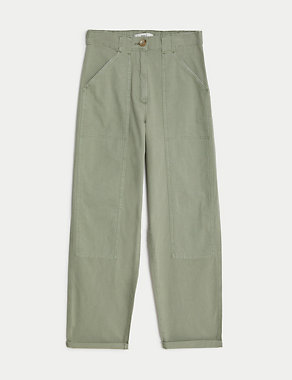 Cotton Rich Relaxed Straight Trousers Image 2 of 6