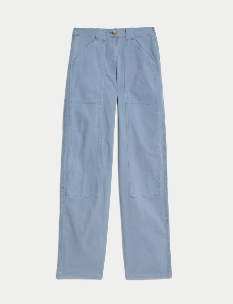 Cotton Rich Relaxed Straight Trousers 2 of 5