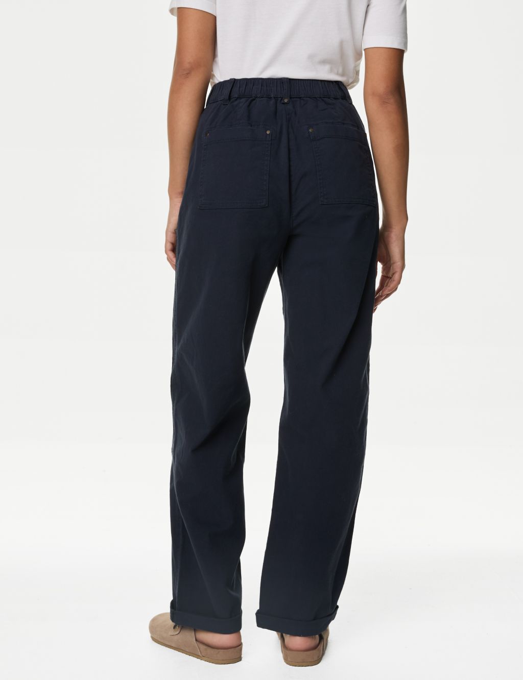 Cotton Rich Relaxed Straight Trousers 5 of 5