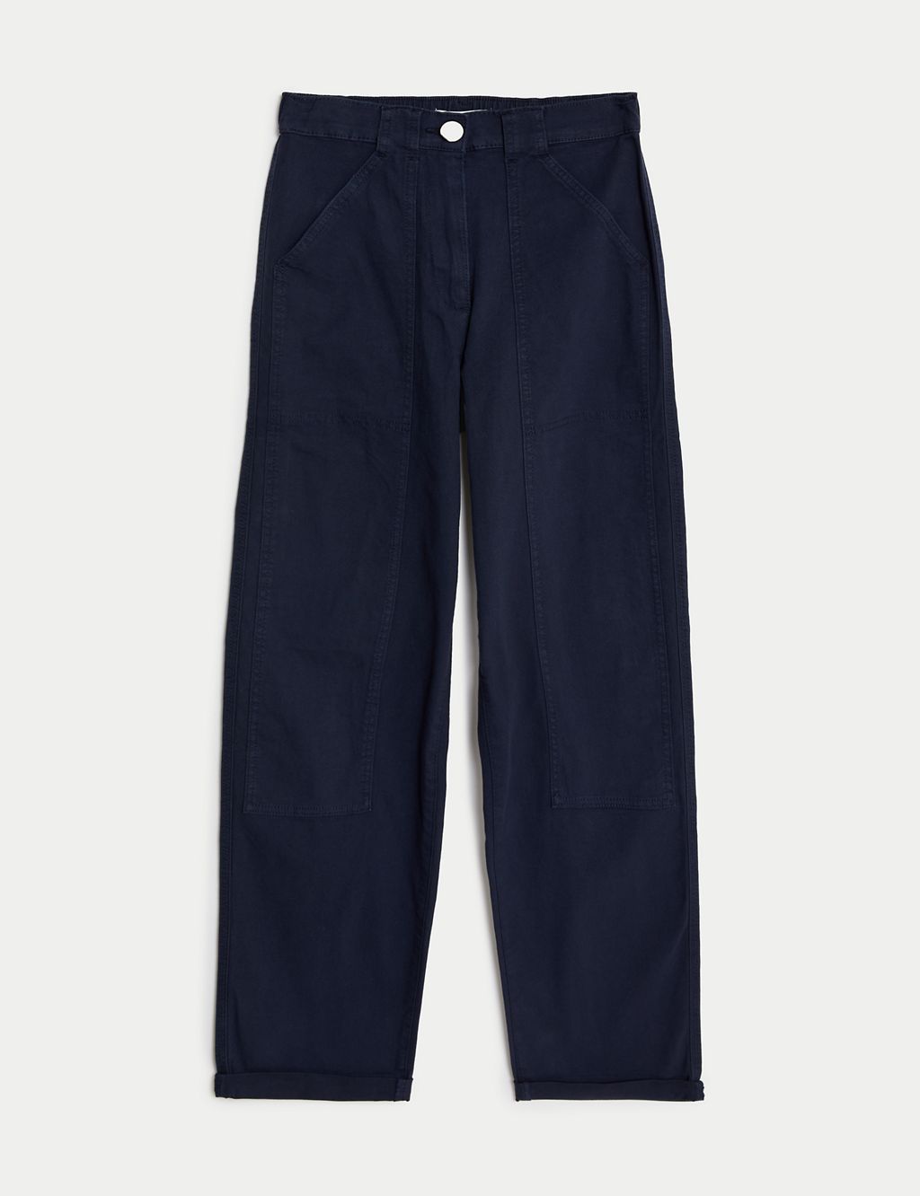 Cotton Rich Relaxed Straight Trousers 1 of 5