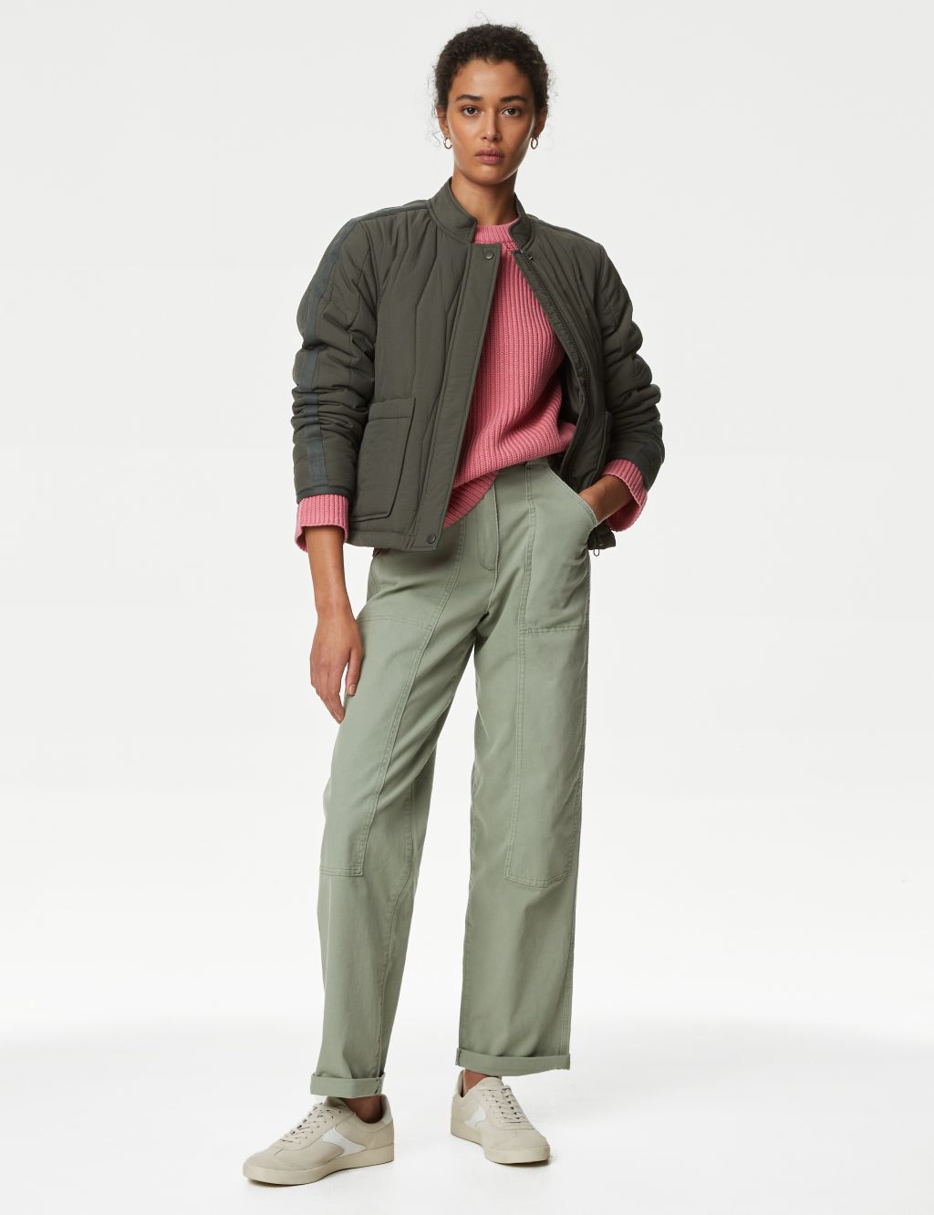 Cotton Rich Relaxed Straight Trousers 2 of 6