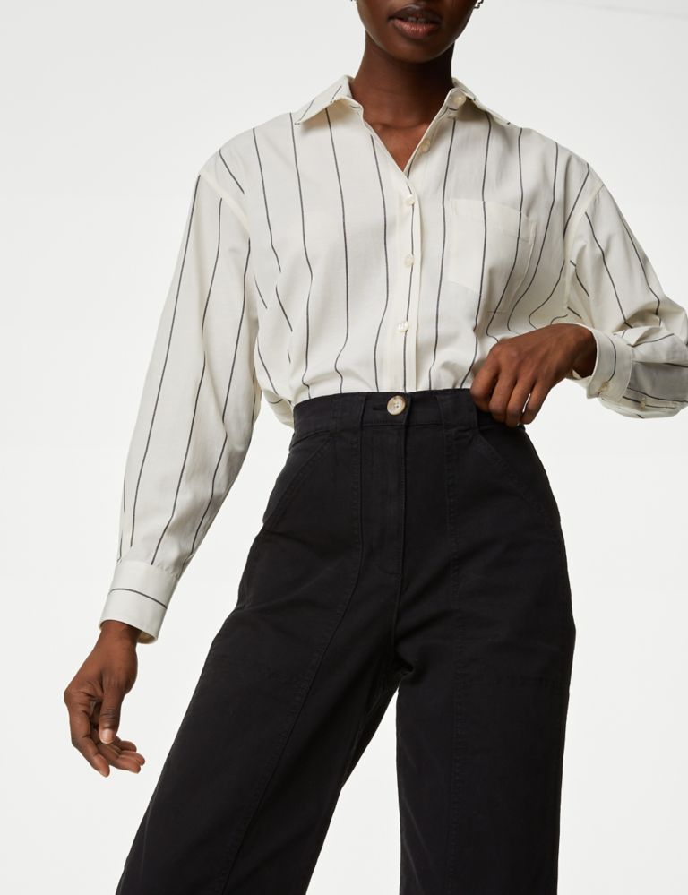 Cotton Rich Relaxed Straight Trousers 3 of 5