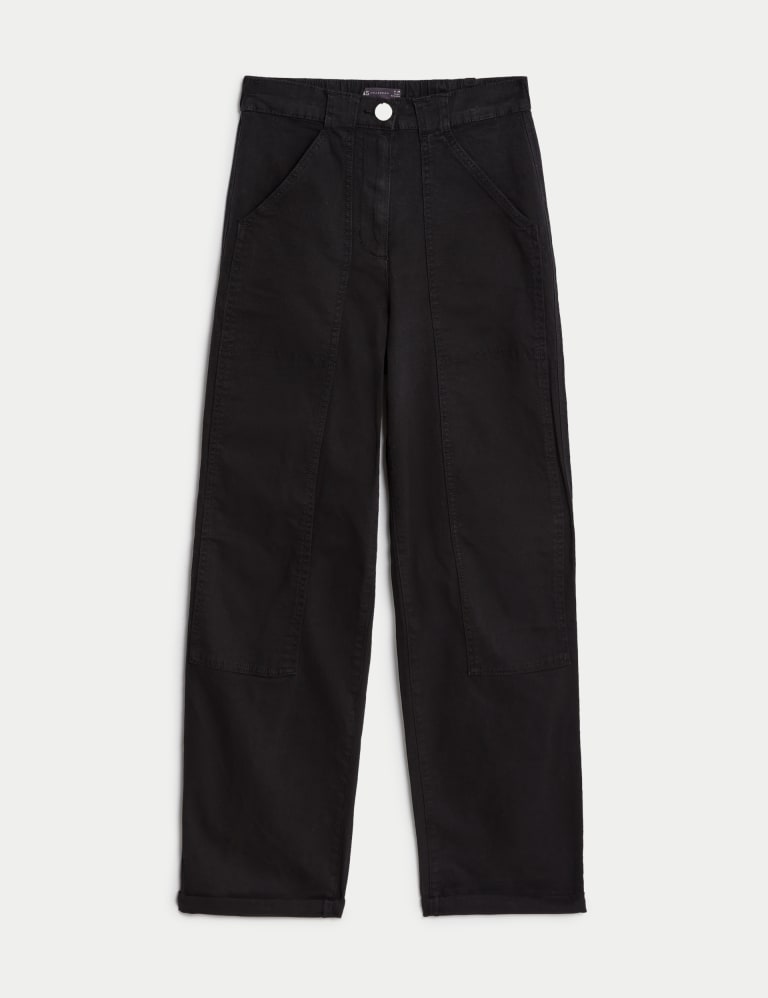 Cotton Rich Relaxed Straight Trousers 2 of 5