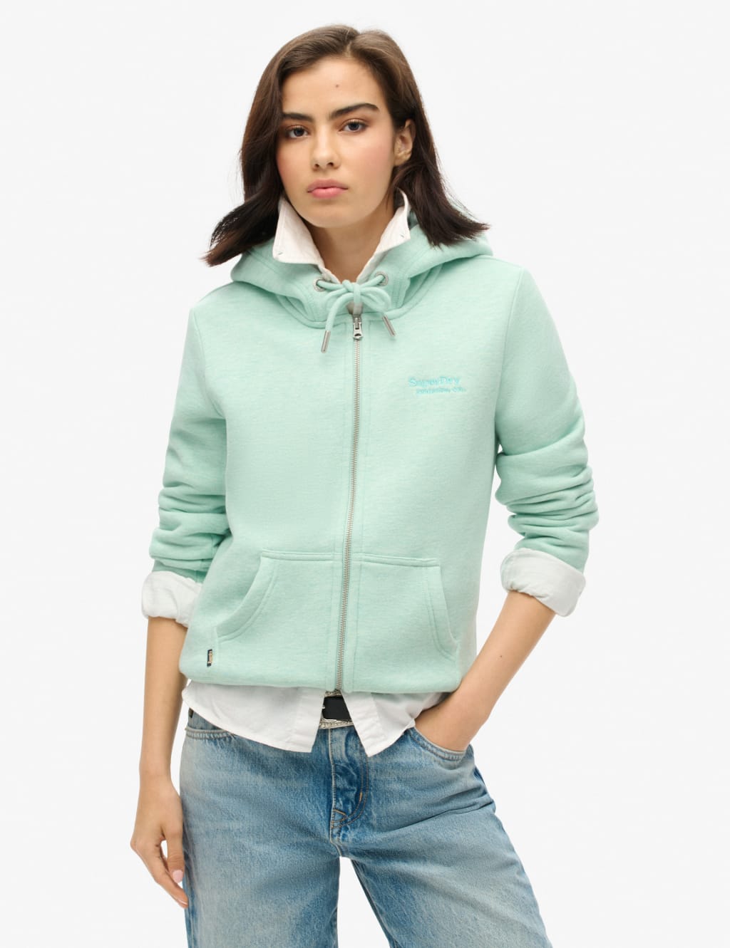 Cotton Rich Relaxed Zip Up Hoodie | Superdry | M&S