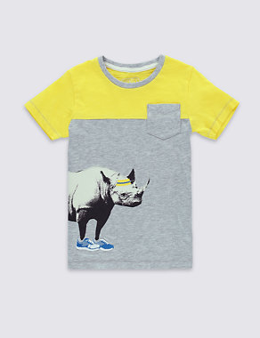 Cotton Rich Rhino Print T-Shirt (1-7 Years) Image 2 of 3