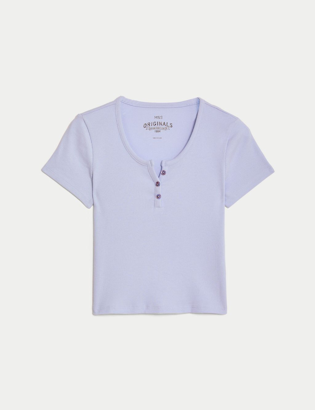 Cotton Rich Ribbed Button T-Shirt (6-16 Yrs) 1 of 5