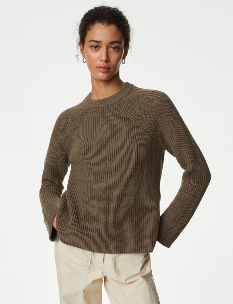 Cotton Rich Ribbed Crew Neck Jumper 3 of 6