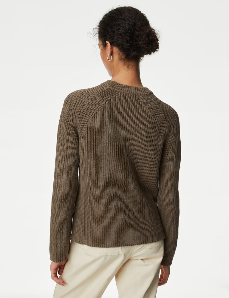 Cotton Rich Ribbed Crew Neck Jumper 5 of 6