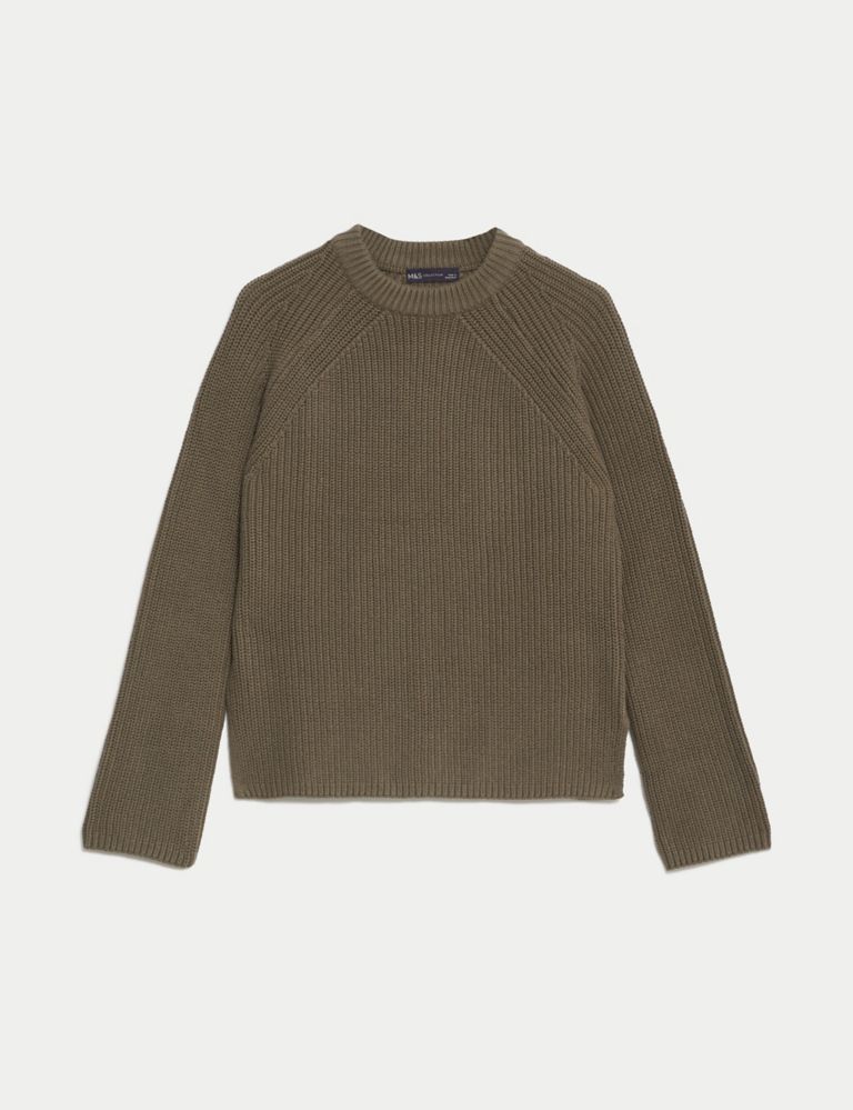 Cotton Rich Ribbed Crew Neck Jumper | M&S Collection | M&S