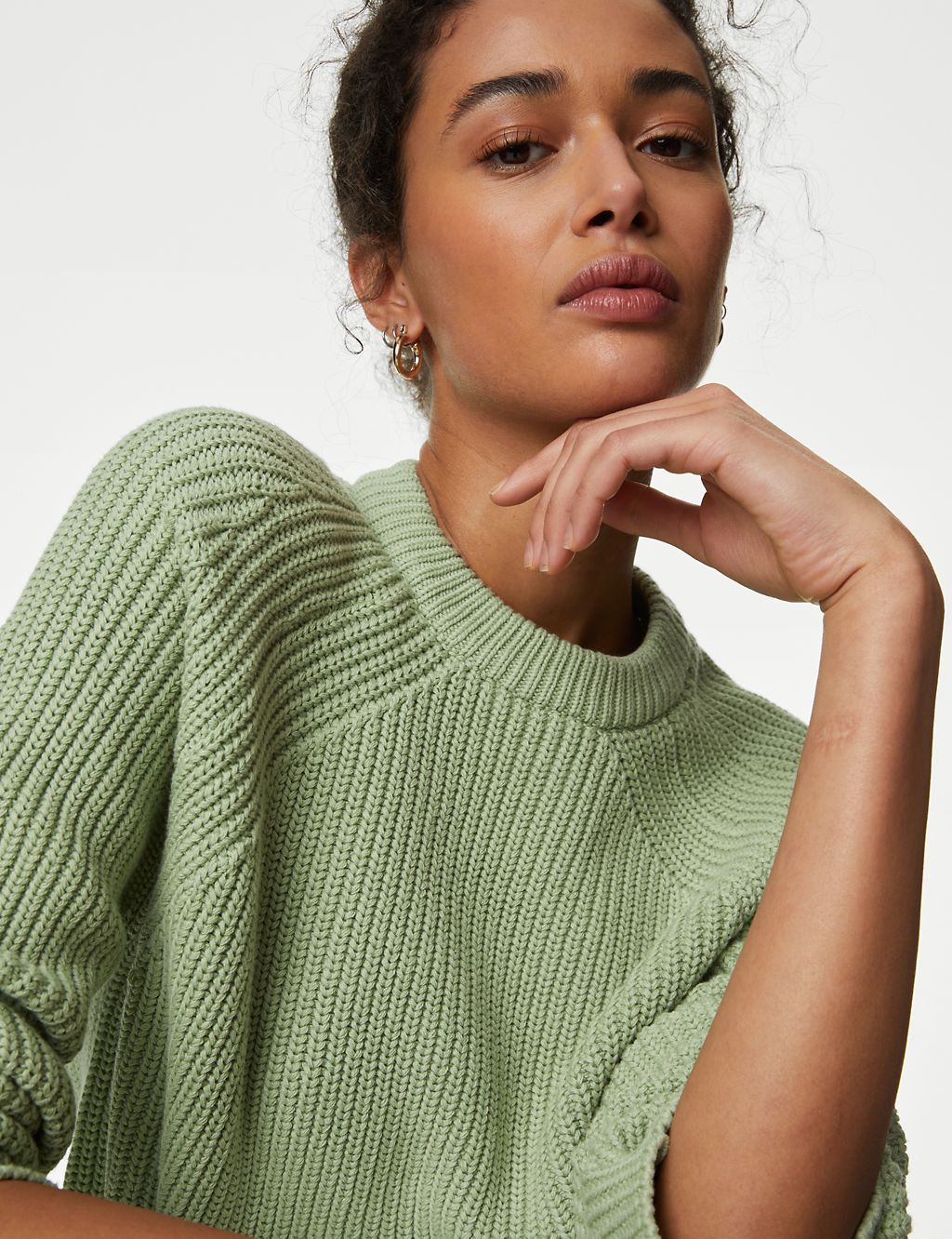 Cotton Rich Ribbed Crew Neck Jumper 2 of 6