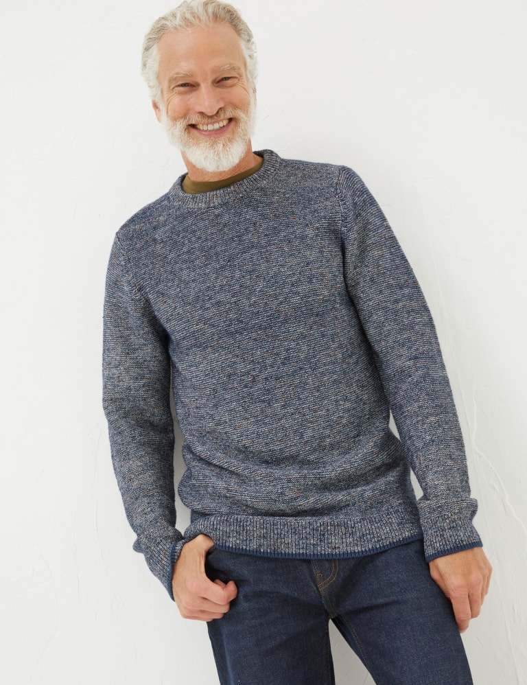 Cotton Rich Ribbed Crew Neck Jumper