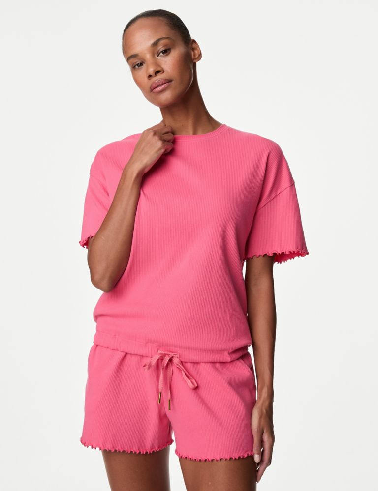 Cotton Rich Ribbed Drawstring Lounge Top 4 of 5