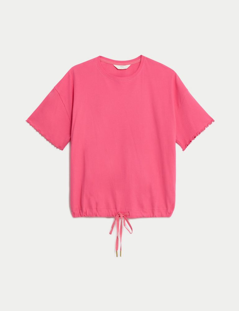 Cotton Rich Ribbed Drawstring Lounge Top 2 of 5