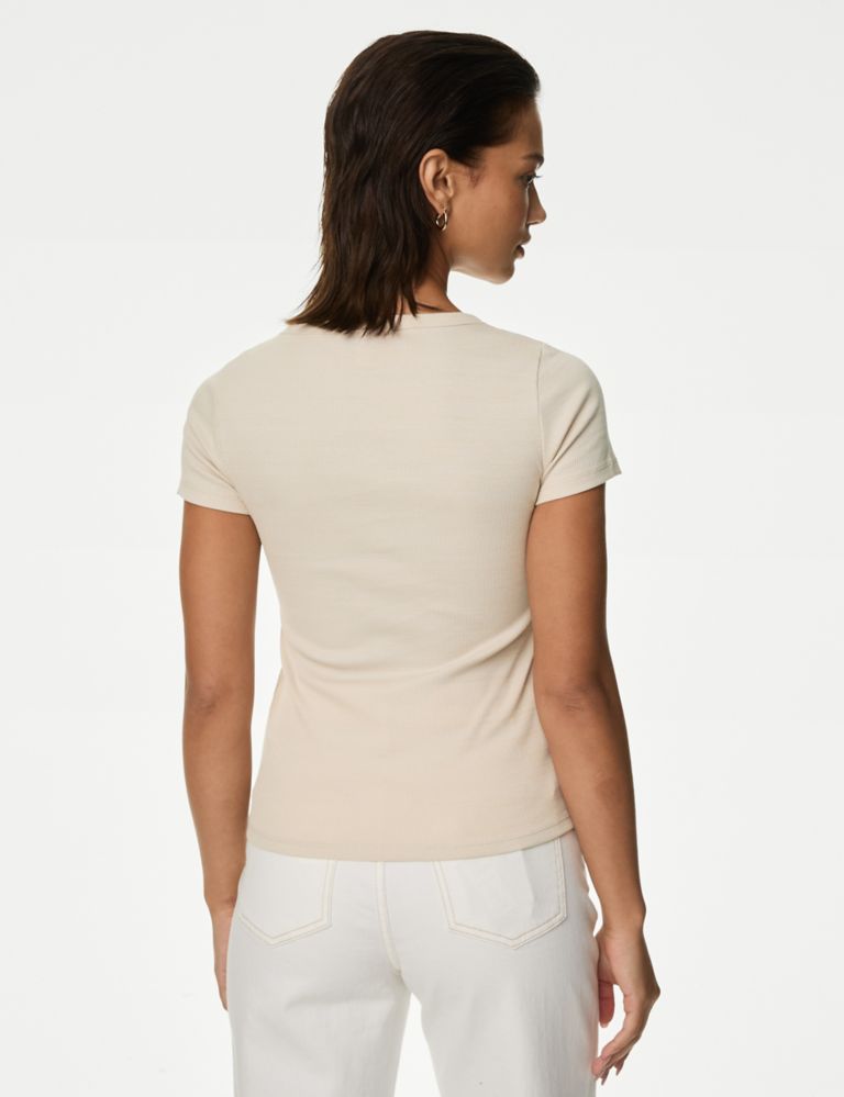 Cotton Rich Ribbed Henley Top 5 of 5