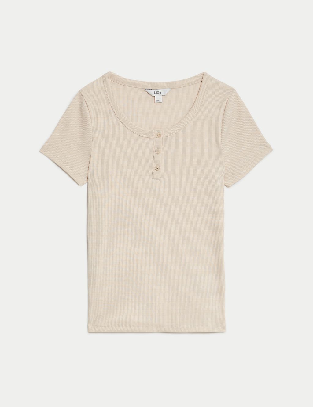 Cotton Rich Ribbed Henley Top 1 of 5